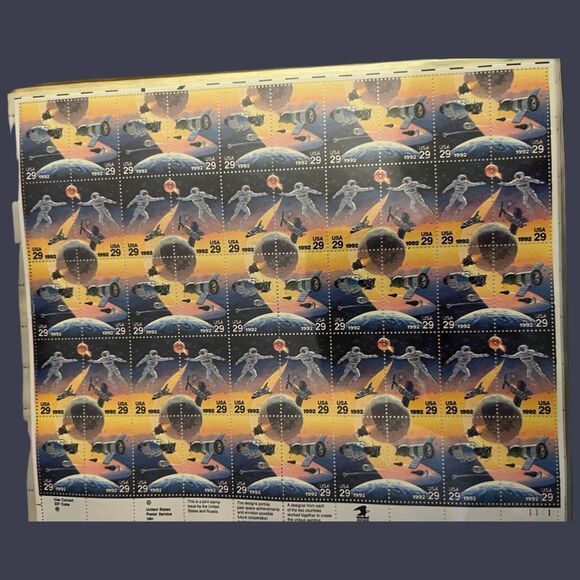 MNH 1992 Space US Russia Joint Issue SHEET 50 29c Stamps #2631/34 - Picture 2 of 2